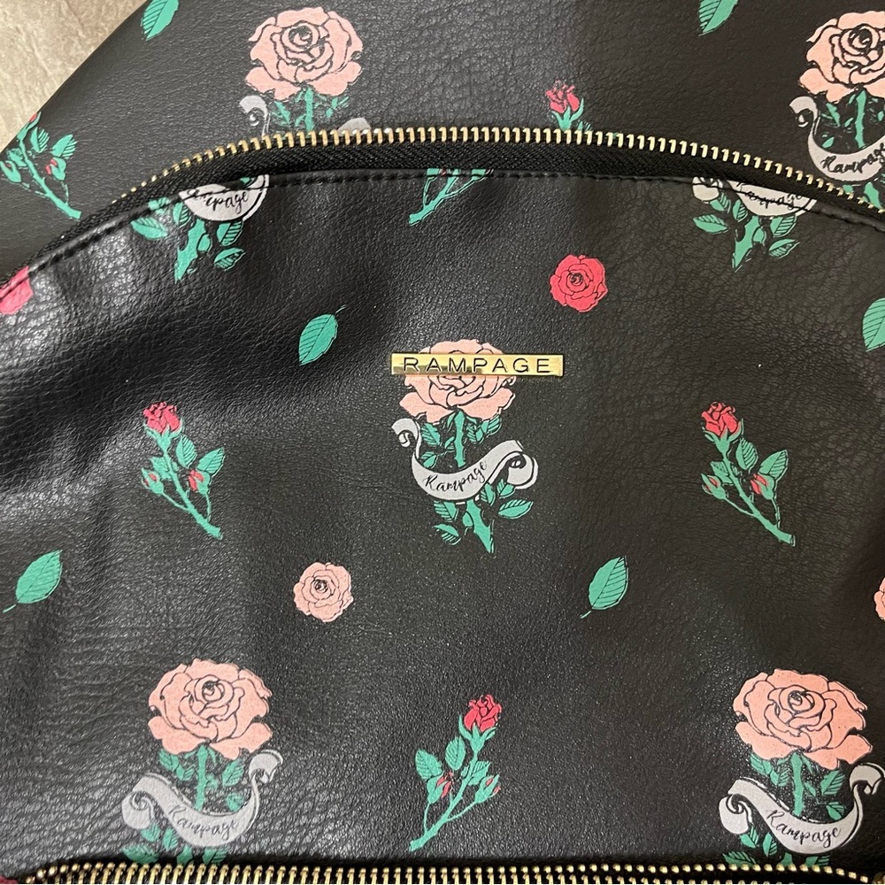 Rampage Black Rose Leather Small Backpack